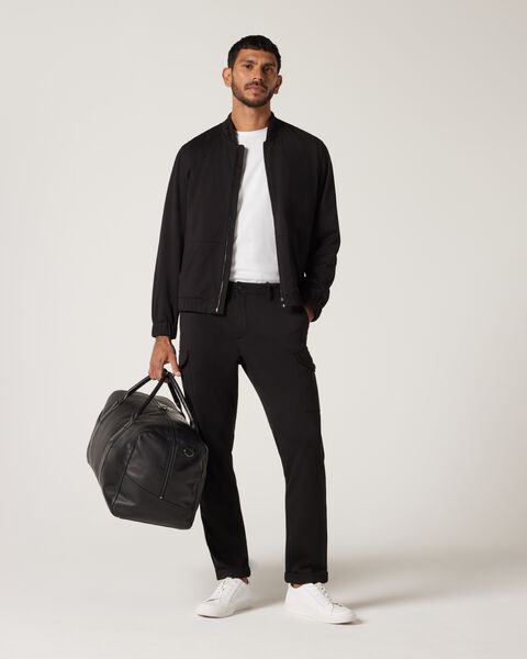 Slim Stretch Travel Jersey Bomber, Black, hi-res